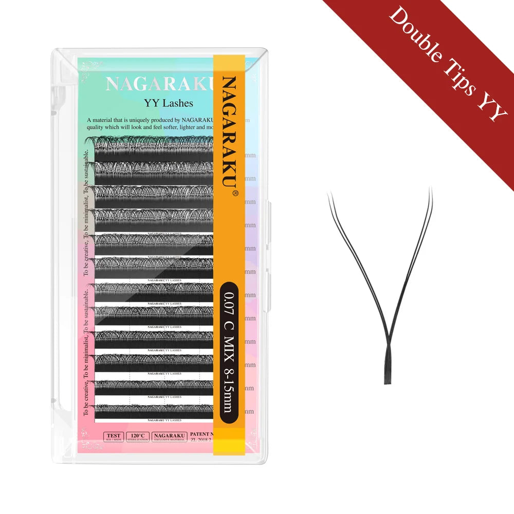 NAGARAKU YY Shape Triple Tips Hand Woven Premium Soft Light Natural Eyelashes Extension Supplies Makeup Mesh Net Cross Lash