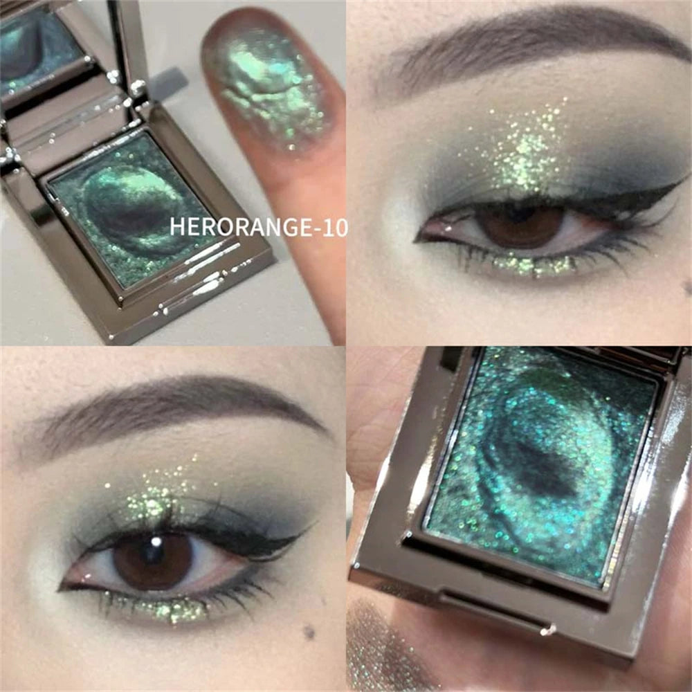 Metallic Glitter Eyeshadow Cream Sparkling Mousse Shimmer Highlighter Pressed Pigments Punk Purple Pearlescent Eyeshadow Palette