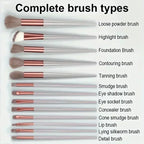 Vegan Makeup Brush Set - Soft Fluffy Kabuki & Blending Brushes for Foundation, Contour & Baking, Cruelty-Free Salon Tools