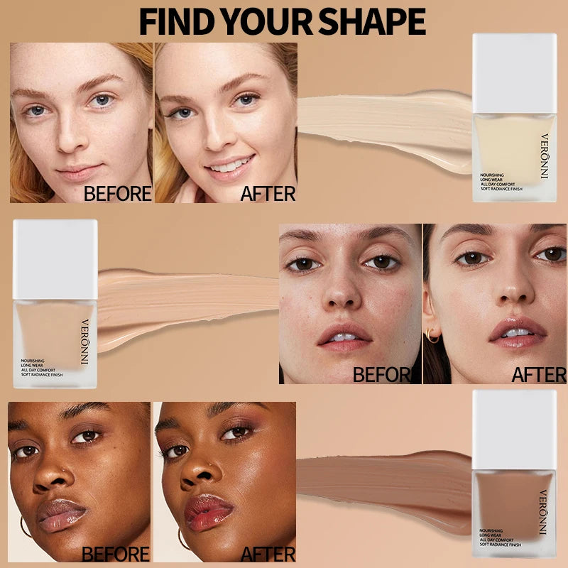 Liquid Foundation High Coverage Makeup Base natural Concealer 6 color longlasting Oil-Control Face Foundation Makeup Cosmetics
