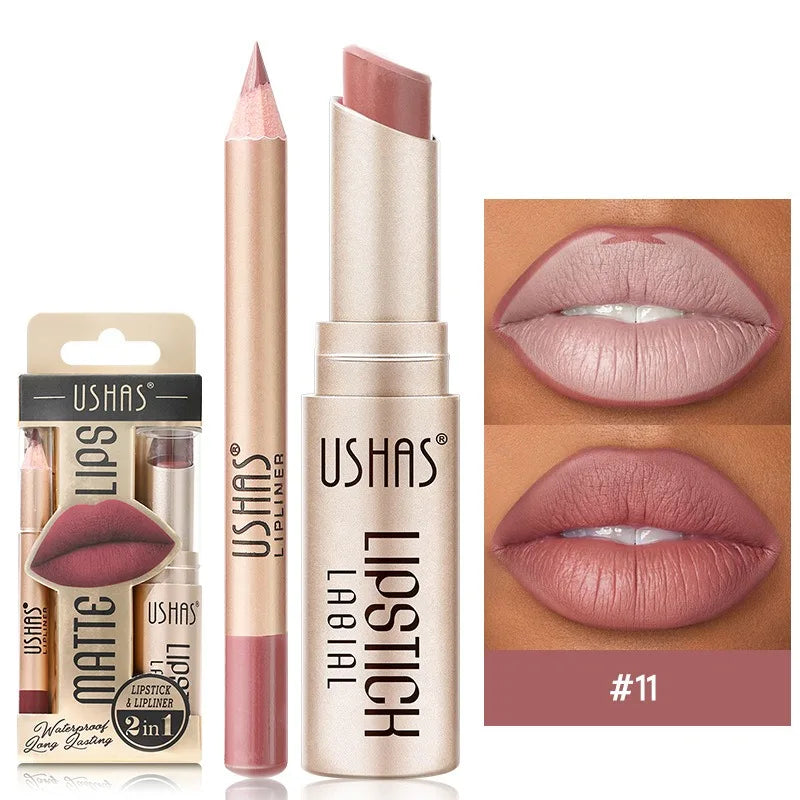 Professional Grade 12 Color Double Ended Lip Liner Lipstick Set Matte High Color Rendering Does Not Fade Waterproof  Sweat Proof