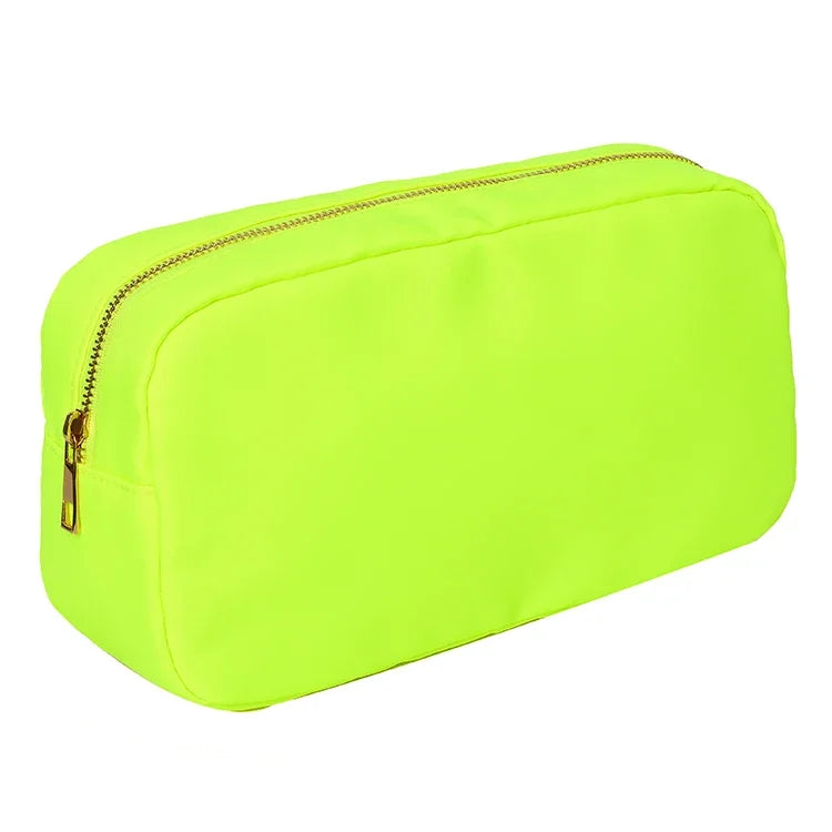 Letter Patch Custom Travel Cosmetic Bag Personalized Nylon Pouch Toiletry Bag Chenille Patch Makeup Toiletries Girl Cosmetic Bag