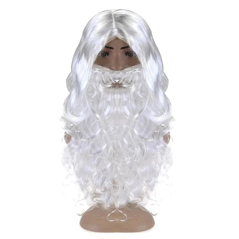1 set Santa Claus wig and beard, Christmas wig costume for masquerade party, white Dress Up Wig Cosplay synthetic Wig Halloween