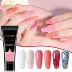 Poly Nail Gel Set for Extension Nails, Long Lasting, Natural-looking, Strong Builder Enhancement for Salon Manicure DIY at Home