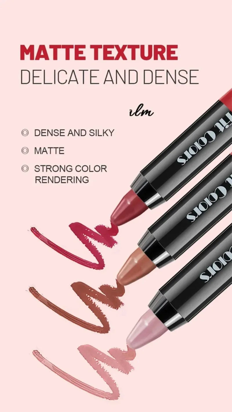 Easy Coloring Gloss Lipstick Lasting Waterproof Matte Crayon Lip Gloss Stick High Pigmented Moisturizing Lip Liner Pen Makeup