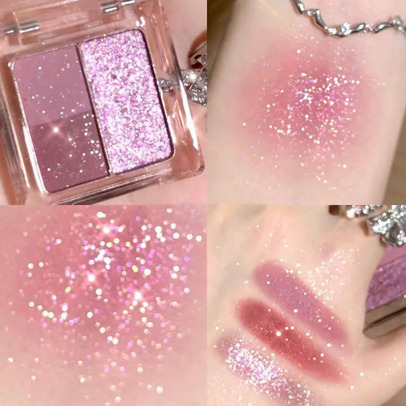 3Color Glitter Purple Eyeshadow Palette Mini Portable Earth Color Matte Eyeshadow Long Lasting Waterproof Shimmer Pigment Makeup
