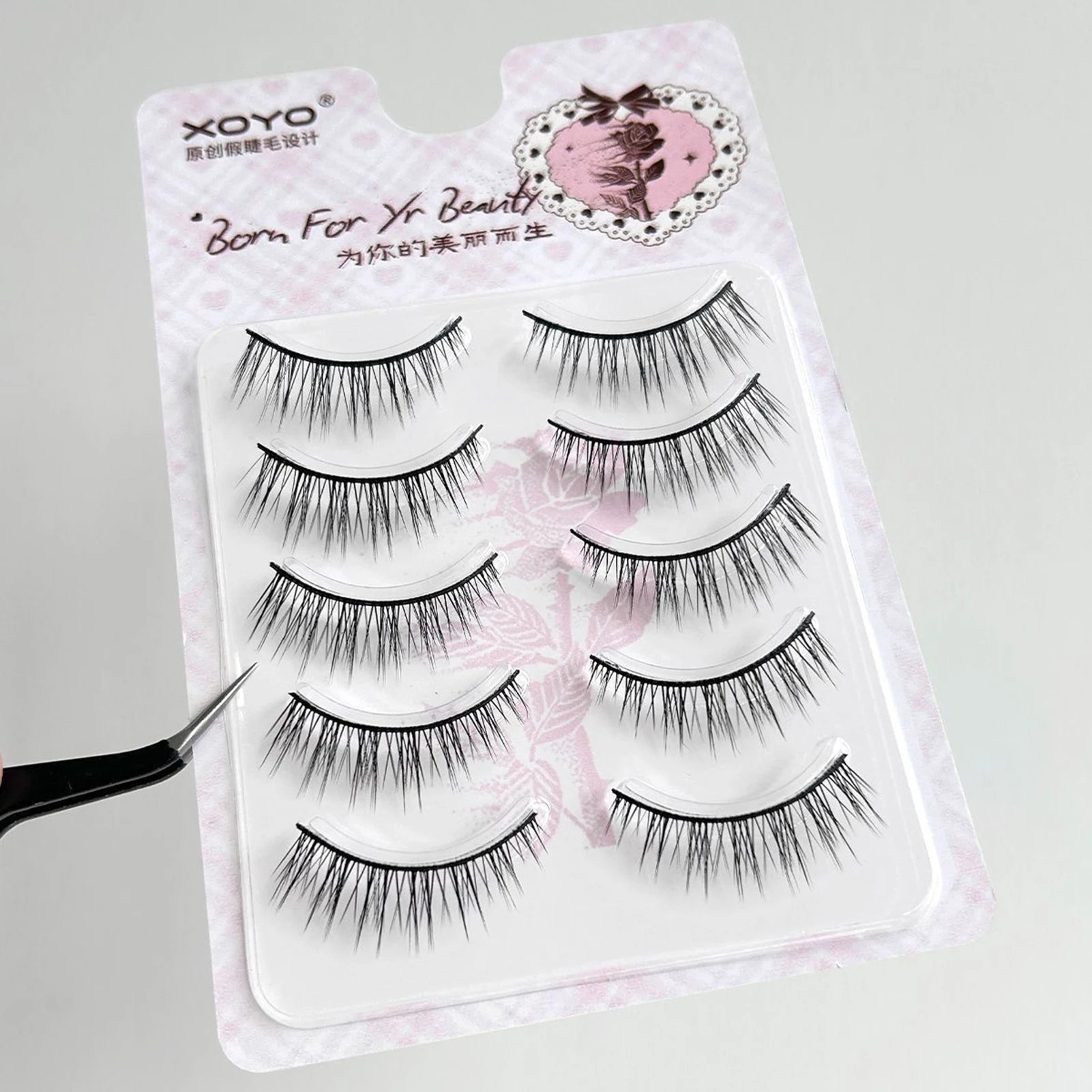Cosplay Makeup False Eyelashes One Piece Hard Stem Baby Straight Natural Look Synthetic Fiber Strip Lashes 7-13mm C Curl Lash