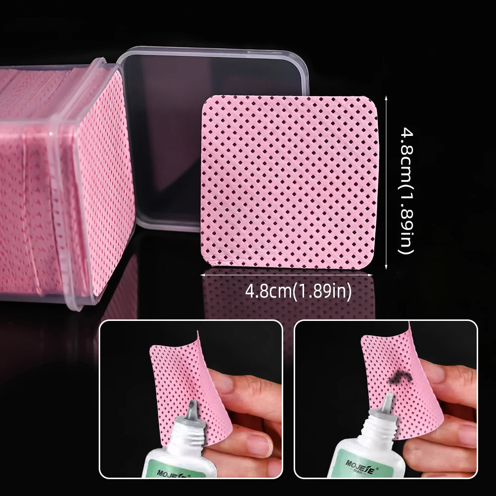 300/200/100Pcs Lint Free Cotton Pads Nail Polish Remover Pink Purple Eye Lash Glue Easy Removal Cleaning Pad for Nails Salon DIY