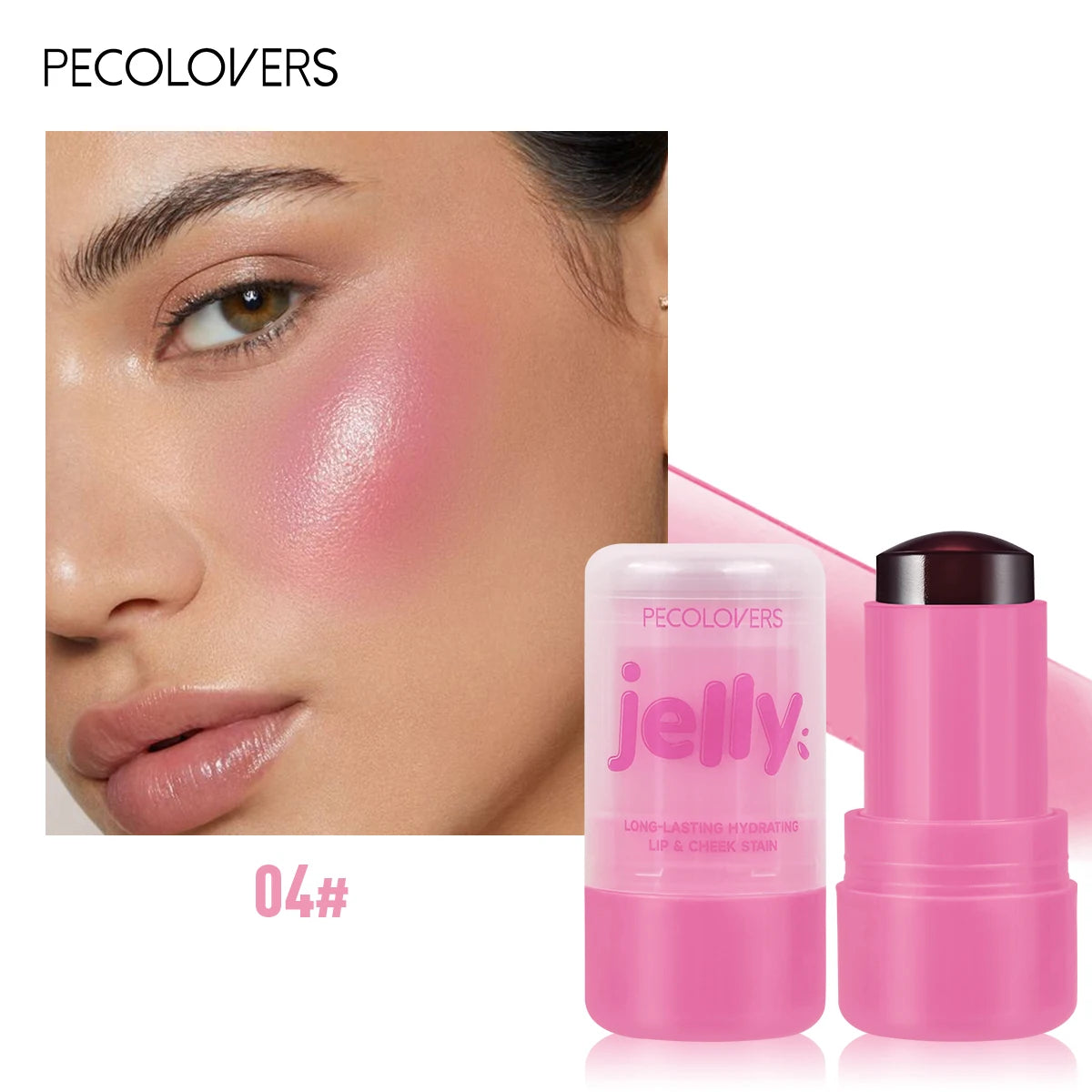 Rouge Jelly Eye Lipstick Blush Stick 3-in-1 Makeup Lip Gloss Cheek Moisturizing Natural Lasting Contour Stick Cosmetics