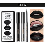 3pcs Matte Liquid Lipstick+Lip Liner Set Lip Glaze Makeup Nude Black Red Velvet Lip Gloss Long Lasting Lip Tint Cosmetics Kits