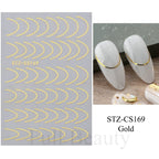 3pcs/set 3D Simple Lines Nail Stickers Rose Gold Metal Stripe Letters Decals Curve Gel Nails Art Sliders Polish Manicure Decor