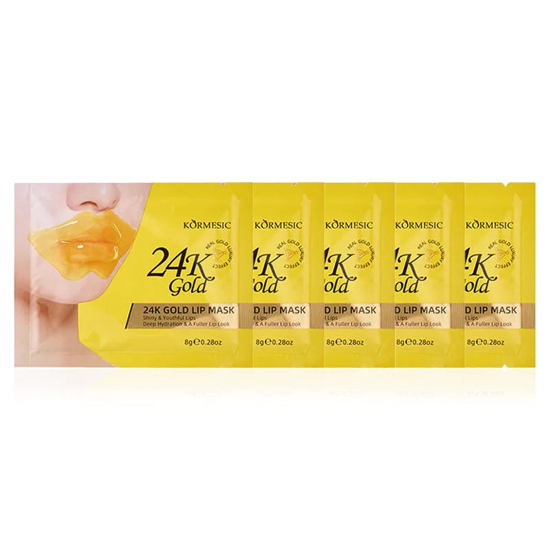 KORMESIC 24K Golden Crystal Collagen Lip Mask Moisturizing Plump Lips Gel Masks Nourishing Hydrating Lip Plumper Lips Skin Care