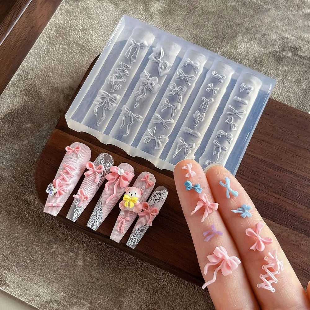 Cake Cream Lace Heart Silicone Nail Mold Sweet Y2K Nail Art Decorations Template DIY Design Transparent Manicure Stencils 1