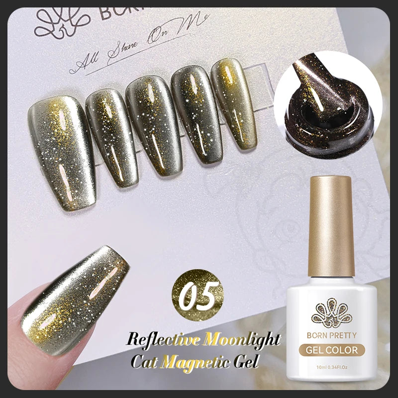 BORN PRETTY 10ml Dark Red Cat Magnetic Gel Nail Polish for Winter Nails DIY Jelly Glass Silver-Light Varnis Semi Permanent