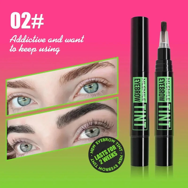 Rotating Liquid Eyebrow Dye Tint Brush Pencil Long Lasting Coloring Eyebrow Tattoo Waterproof Makeup Eyebrow Cream Stencil Kit