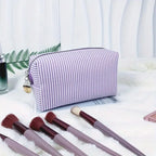 Personalized Striped Toiletry Bag - Custom Embroidered, Portable Polyester Cosmetic Storage, Ideal for Travel, School Dorm & Hom