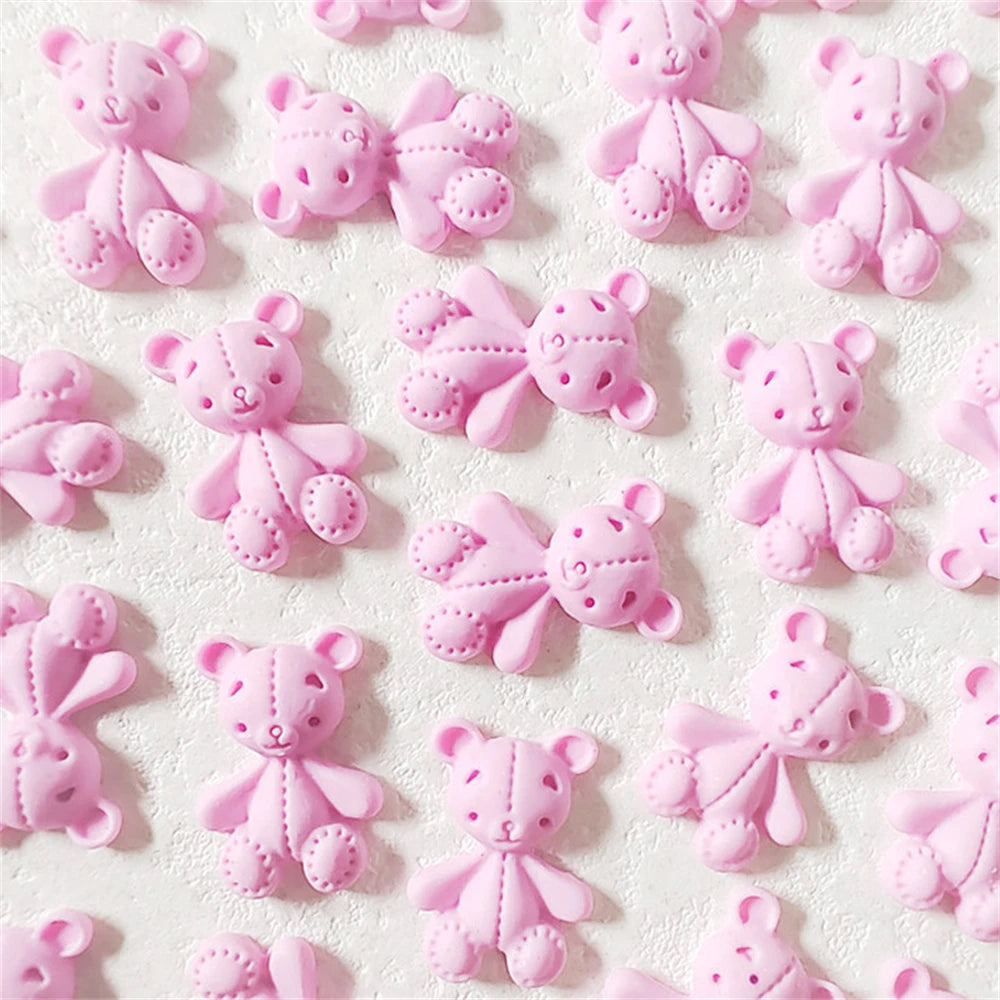 10Pcs Pink Gold Bear Nail Charms Japanese Cartoon Jewelry Nails Art Decoration 3D Rabbit Bear Manicure Accessories For Girl Lady