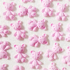 10Pcs Pink Gold Bear Nail Charms Japanese Cartoon Jewelry Nails Art Decoration 3D Rabbit Bear Manicure Accessories For Girl Lady