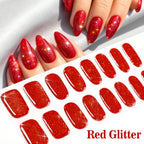 16Tips French Black Semi-Cured Nail Stickers With Glitter Long-Lasting UV Gel Nail Polish Wraps Full Cover Nail Art Decals Patch
