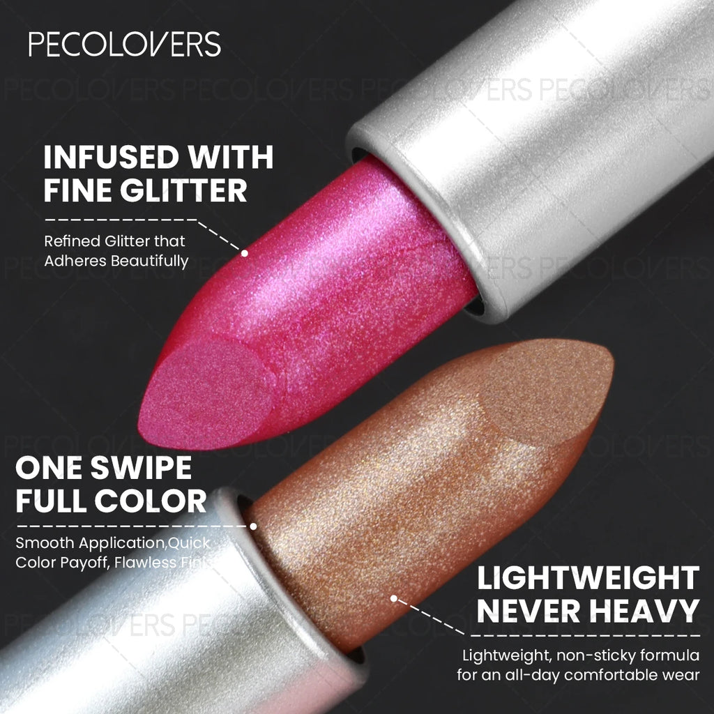 1PC Non-stick Cup, Waterproof, Long-lasting, Rich Colors, Fine Glitter, Pearlescent Lipstick, Ideal Christmas/Halloween Gift