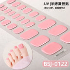 26Tips French Leopard Print UV Gel Toenail Sticker Bronzing Dye Gradient Cross-border Semi Baked Gel Nail Sticker UV Lamp Needed
