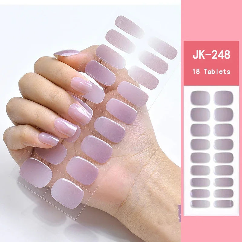 Leopard Semi-Cured Gel Nail Strips Simple Transparent Color Adhesive Long Lasting Gel Nail Stickers Harden In UV Lamp Need