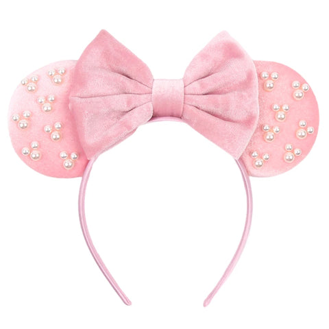 Disney Mickey 3.3"Velvet Ears Headband For Girls Soft Bow Hairband Halloween Festival Party Christmas DIY Hair Accessories