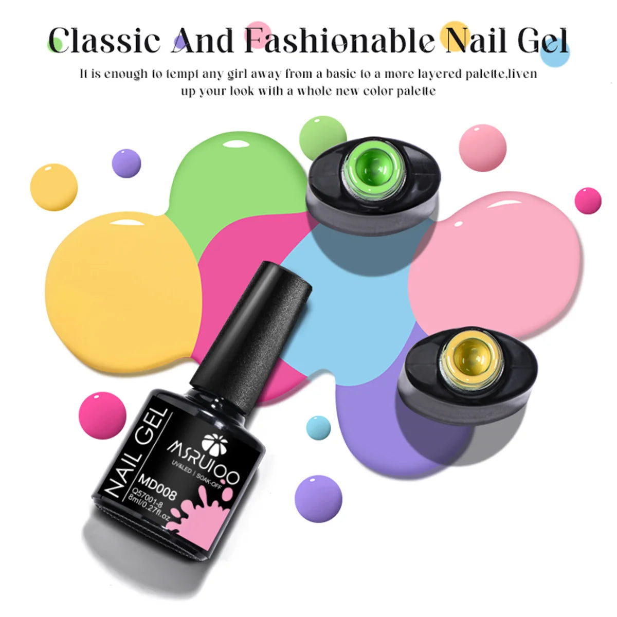 8Pcs 8ml Gel Nail Polish Set , Long Lasting, Lead-Free Semi Permanent Soak Off UV Gel Varnish For Summer, DIY Nail Art Design