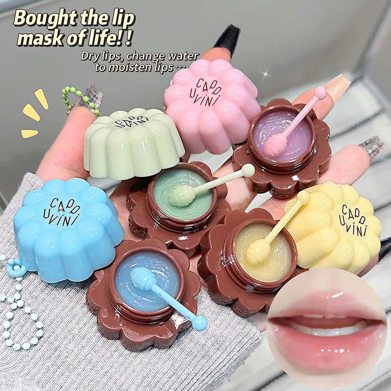 Cappuvini Macaron Fruit Flavor Lip Mask - Deeply Moisturizing Long-Lasting Hydration Soften Fine Lines Lip Care Lipstick Base