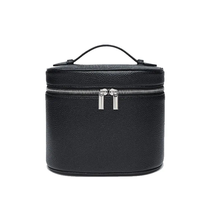 Customizable Name Portable Travel Storage Bag - Removable Cosmetic Bag with Separate Washing Compartment Pebble Leather