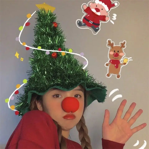 Christmas Hat Headwear INS Christmas Tree Hat 2026 New Year Party Atmosphere Photo Props Children Christmas Festival Costumes