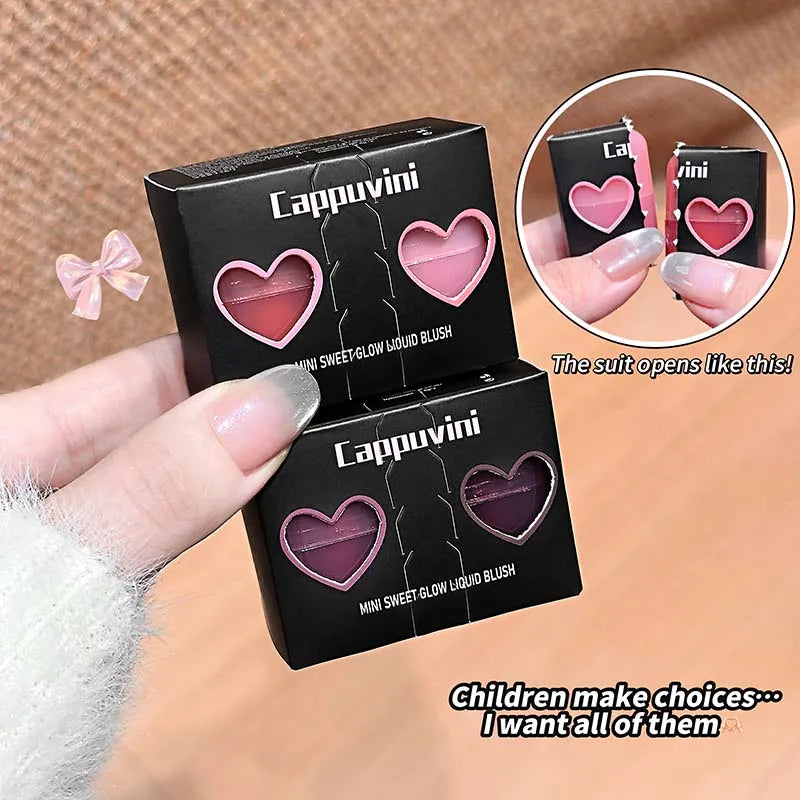 Cappuvini Mini Moisturizing Liquid Blush Energetic Pink Cheek Rouge Korean Style Blusher Long-Lasting Easy to Apply