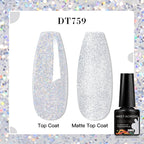 MEET ACROSS 7ml Red Blue Green Metallic Gel Nail Polish Super Bright Mirror Effect Semi Permanent LED UV Gel Nail Art Varnish