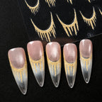 Reflective Glitter French Nail Art Stickers Sparkly Gold Silver Tassel Line Geometric Grids Adhesive Sliders Decals DIY Manicure