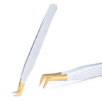 1Pc White-gold Anti-Static Tweezers For Eyelash Extension Eyebrow Stainless Steel Set Beauty Precision Tweezers Makeup Tools