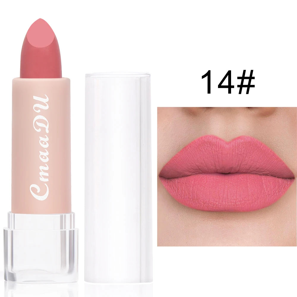 1 Pcs Velvet Matte Lipstick Long-Lasting Non-Stick Cup Waterproof Moisturizing Lip Gloss Fashion Classic Shades For Daily & Date
