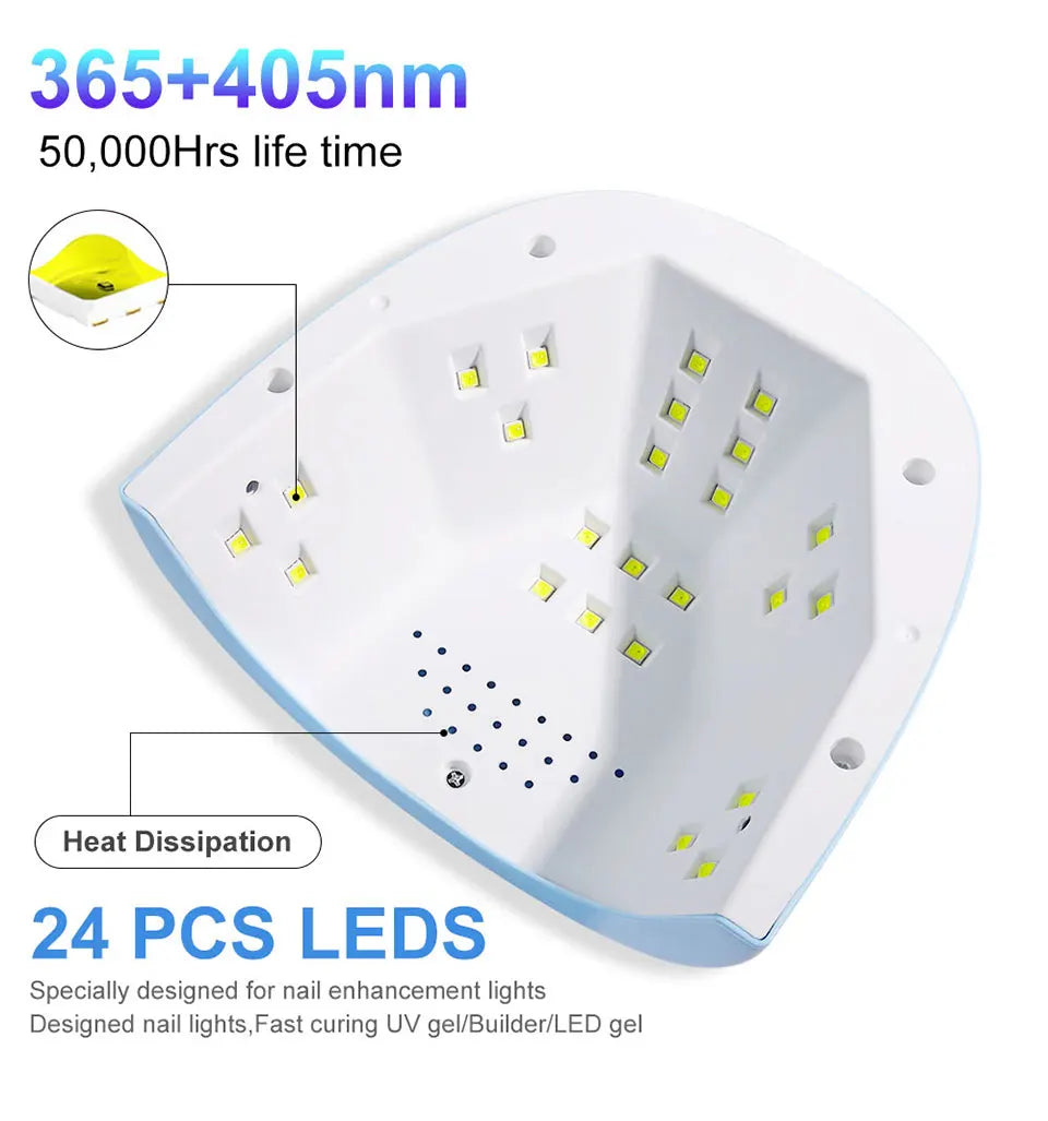 UV LED Nail Lamp Professional Gel Polishing Nail Light 24 LED Nail Art Quick Dryer for Nail Gel Curing Nail Salon Tool