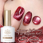 BORN PRETTY 10ml Dark Red Cat Magnetic Gel Nail Polish for Winter Nails DIY Jelly Glass Silver-Light Varnis Semi Permanent