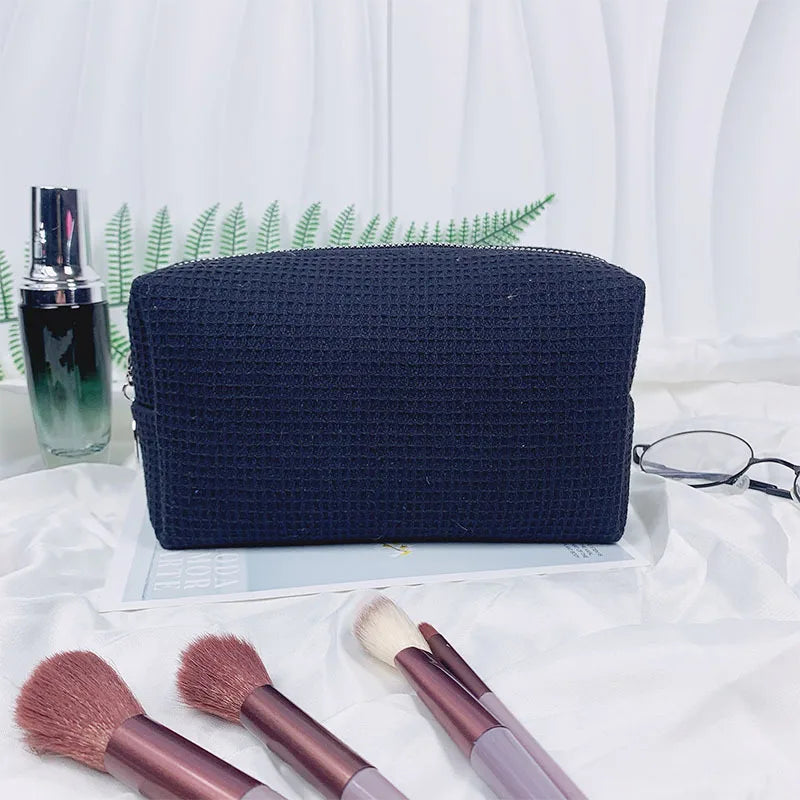 New Waffle Cosmetic Bag, Personalized Monogrammed Toiletry Bag, Embroidered Make Up Bag,Bridesmaid Makeup Bag, Wedding Gifts