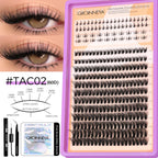 GROINNEYA Lashes Clusters Kit With Lash Bond And Seal And Eyelash Tweezers Waterproof Strong Hold DIY Lash Extension Kit Makeup
