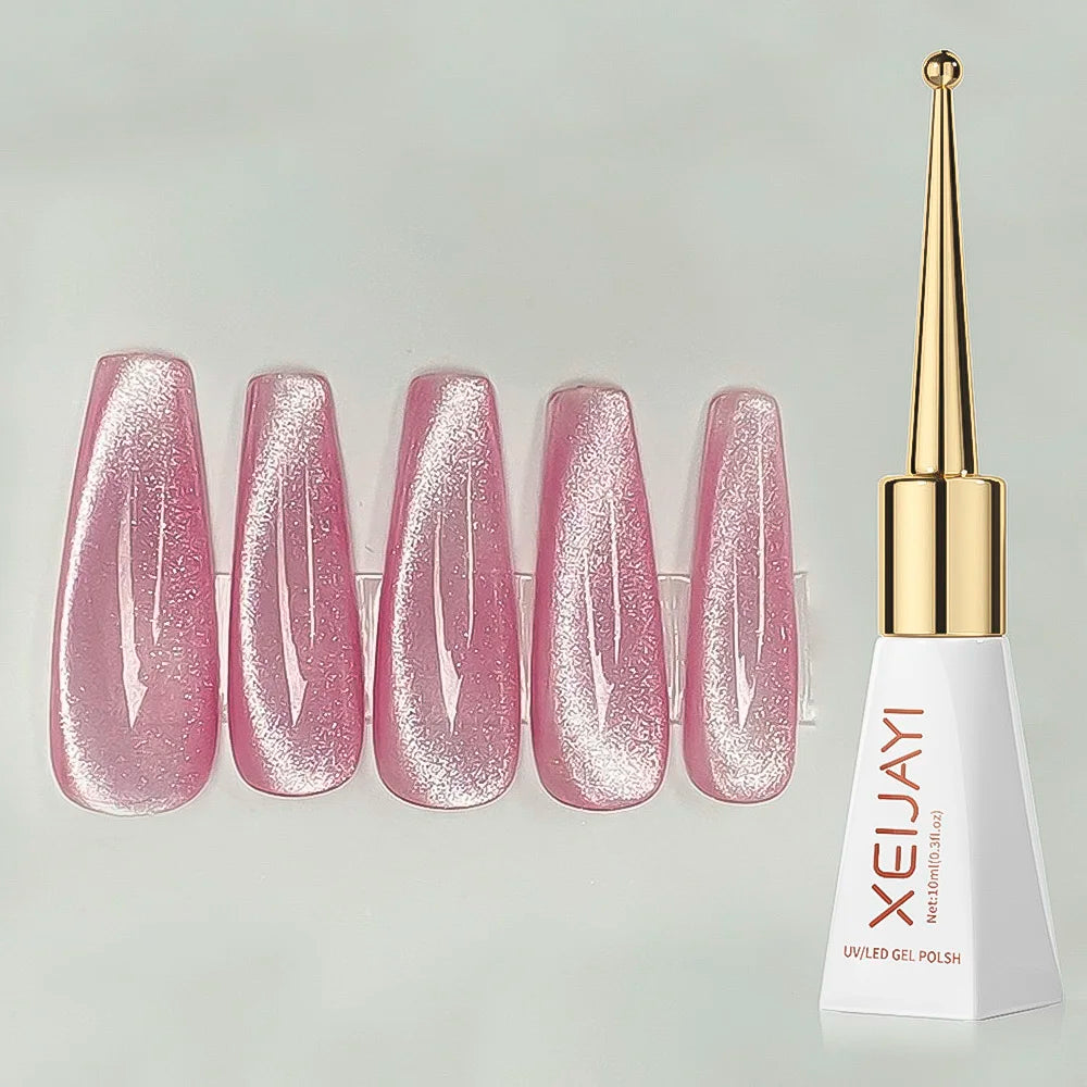 3pcs Pink Cat Eye Gel Nail Polish & Magnet Tools Set 1ja(0.34oz ) Magnetic Cats Eye Nail Gel UV Semi-permanent Varnish Nail Supp