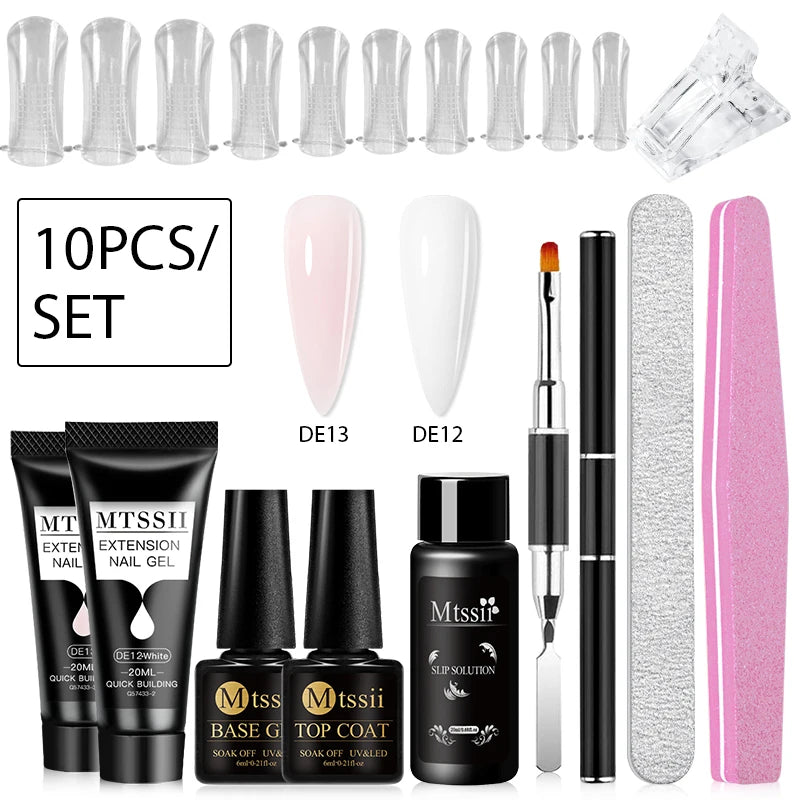 Mtssii 17PCS/Set 20ml Nail Extension Gel Set Builder UV Gel for Nails With 6W UV LED Lamp Nail Extension Tools Kit For Beginner