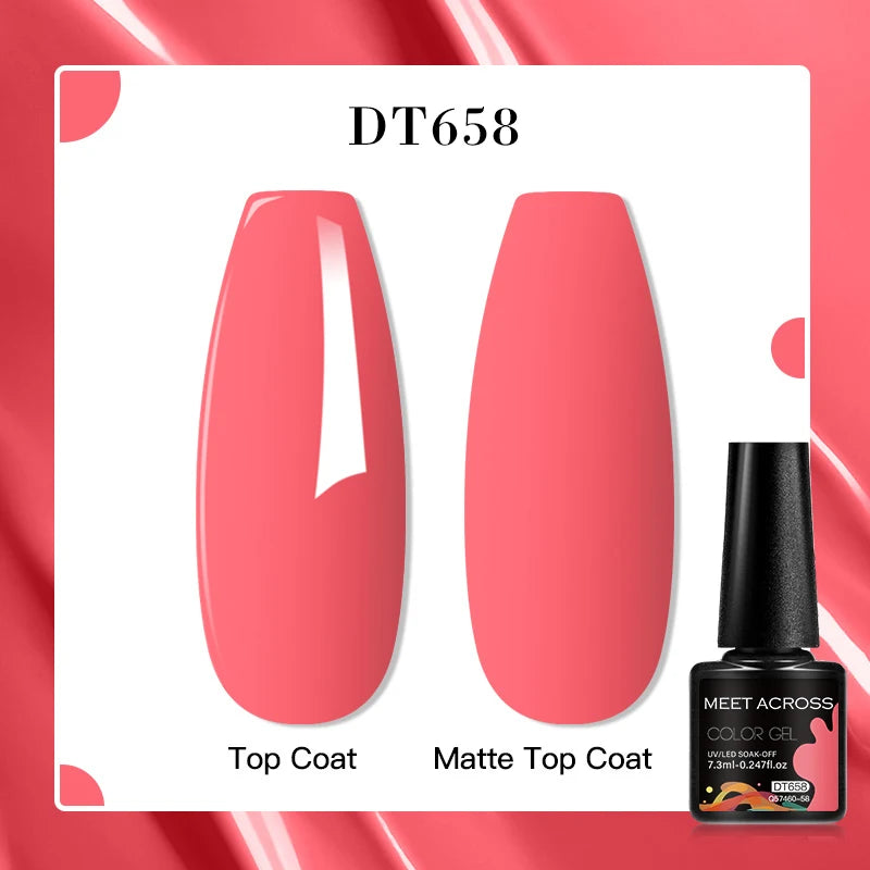 MEET ACROSS 8 Colors Mirror Gel Nail Polish Long-lasting Quick-drying Metallic Gold Silver Red Semi Permanent Varnish Nail Art
