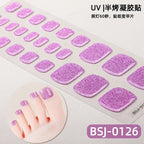 26Tips French Leopard Print UV Gel Toenail Sticker Bronzing Dye Gradient Cross-border Semi Baked Gel Nail Sticker UV Lamp Needed
