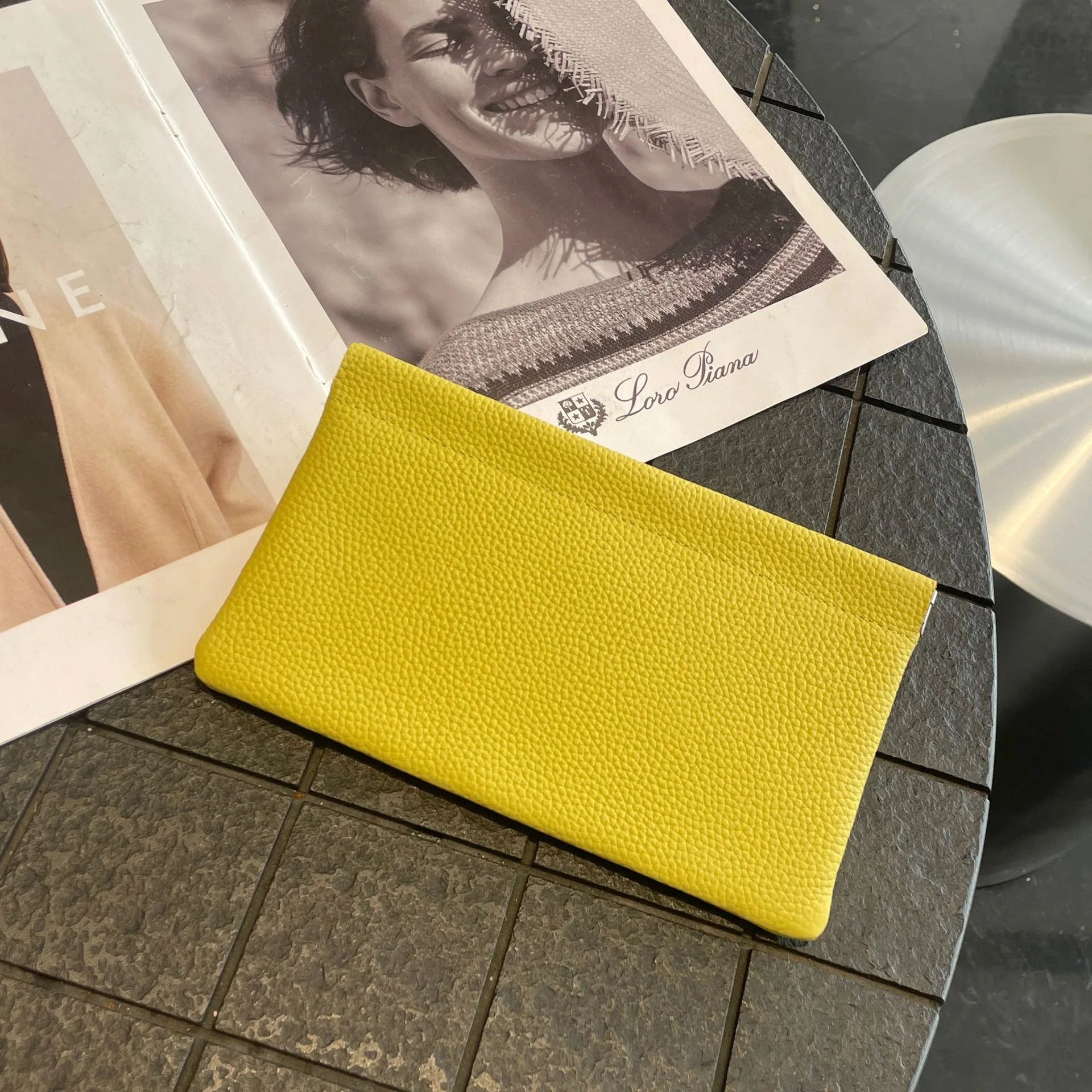 Custom Letters  Ladies Genuine Leather Ultra-thin New Minimalist Long Wallet With Automatic Closure makeup Lipstick Storage Bag