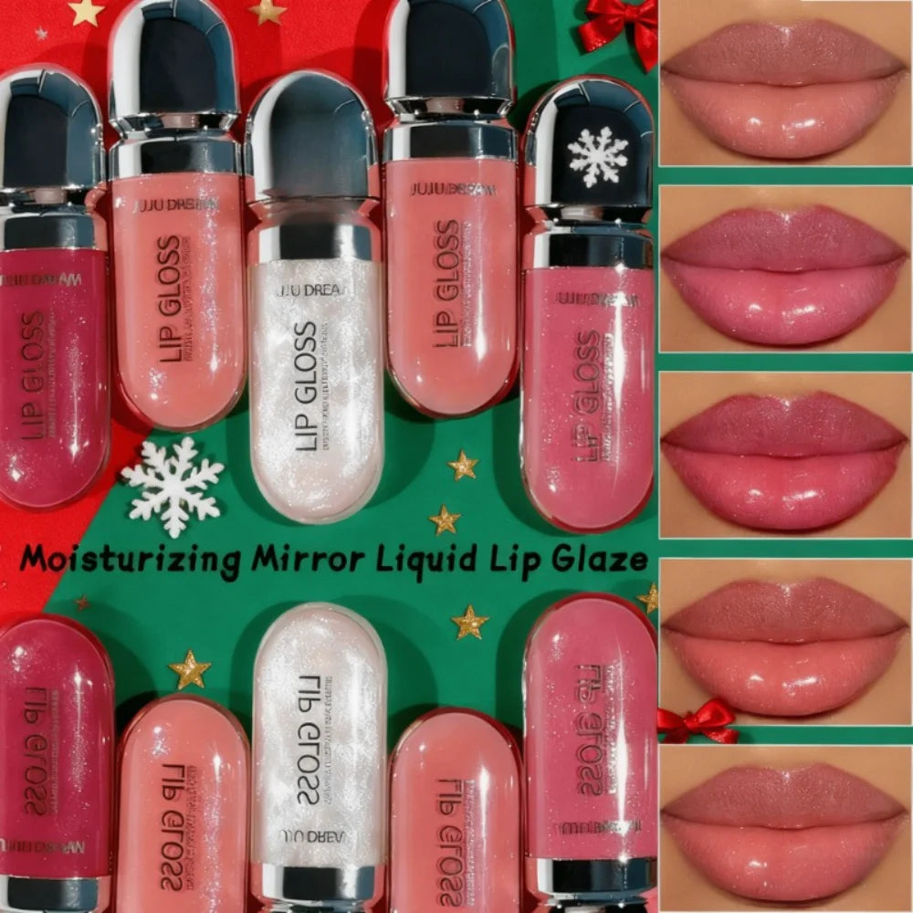 Christmas 12 Colors Glitter Lip Gloss Long Lasting Diamond Pearlescent Metallic Liquid Lipstick Moisturizing Lip Glaze Cosmetics