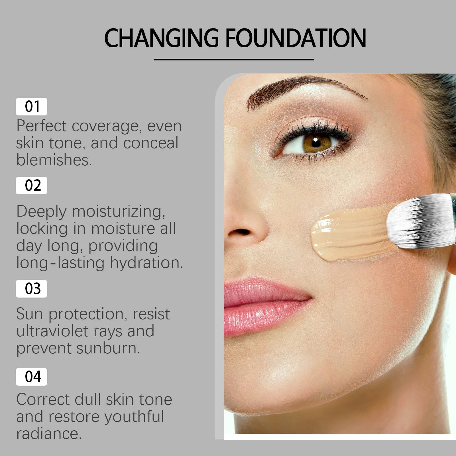 EELHOE Colour Change Foundation Spf 15 Oil Control Waterproof Sweatproof Matte Moisturizing Face Makeup Full Coverage Foundation