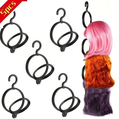 5pcs Hanging Wig Stand, Round Multi-Function, Foldable Wig Stand, Portable Wig Stand for Multiple Wigs And Hats, Space Saving