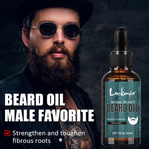 5pcs/set Beard Oil Balm for Men Beards Moisturizing Care Essential Oil for Promote Healthy Beards Growth Beard Styling Tool Kit