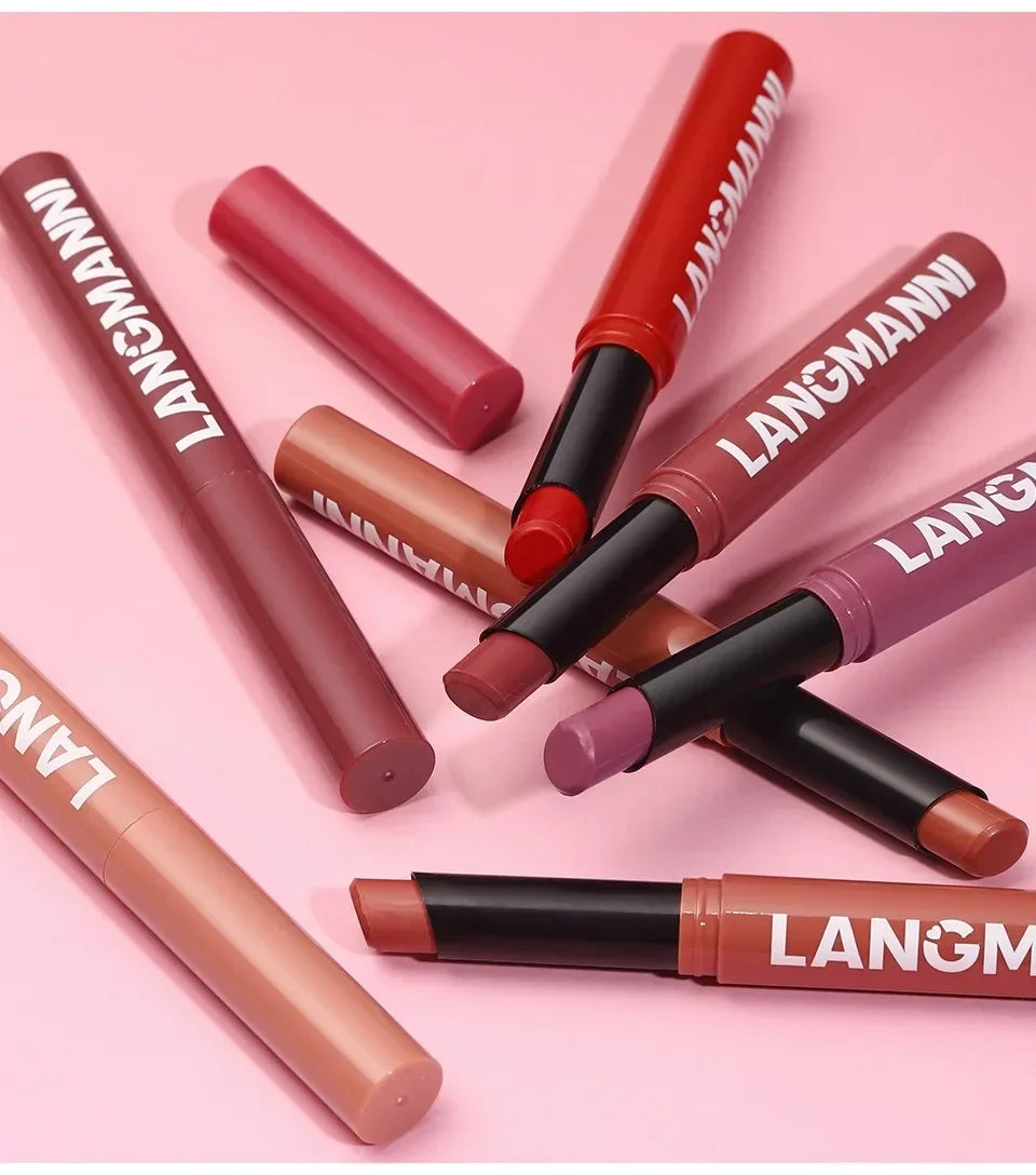 New Rotating Velvet Matte Lipstick Long Lasting Waterproof Lipstick Non-Stick Cup Lip Stain Tint Cosmetics Pencil Liner Makeup